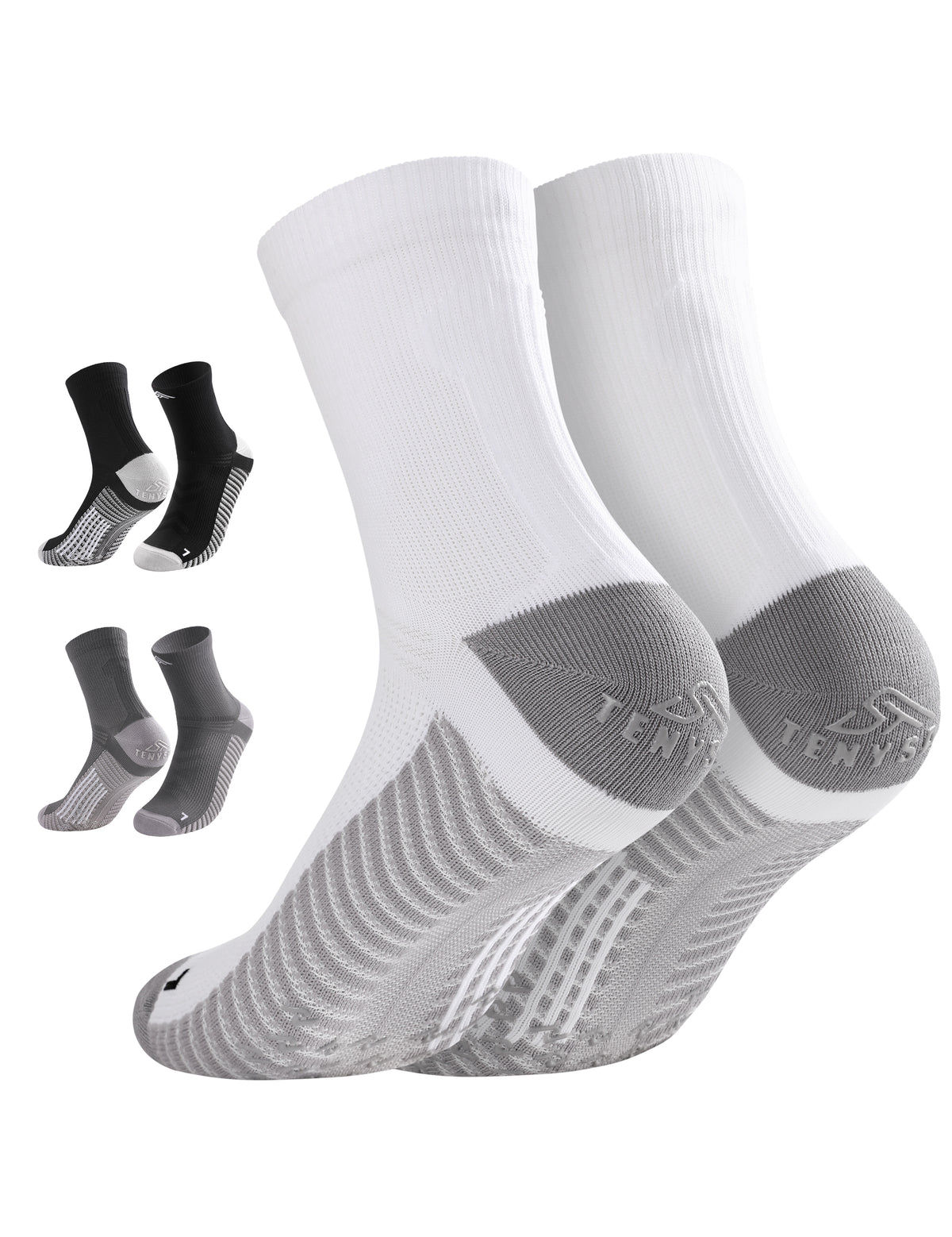 TENYSAF Mens Compression Running Socks: 15-20 mmHg Arch Support Non-Slip