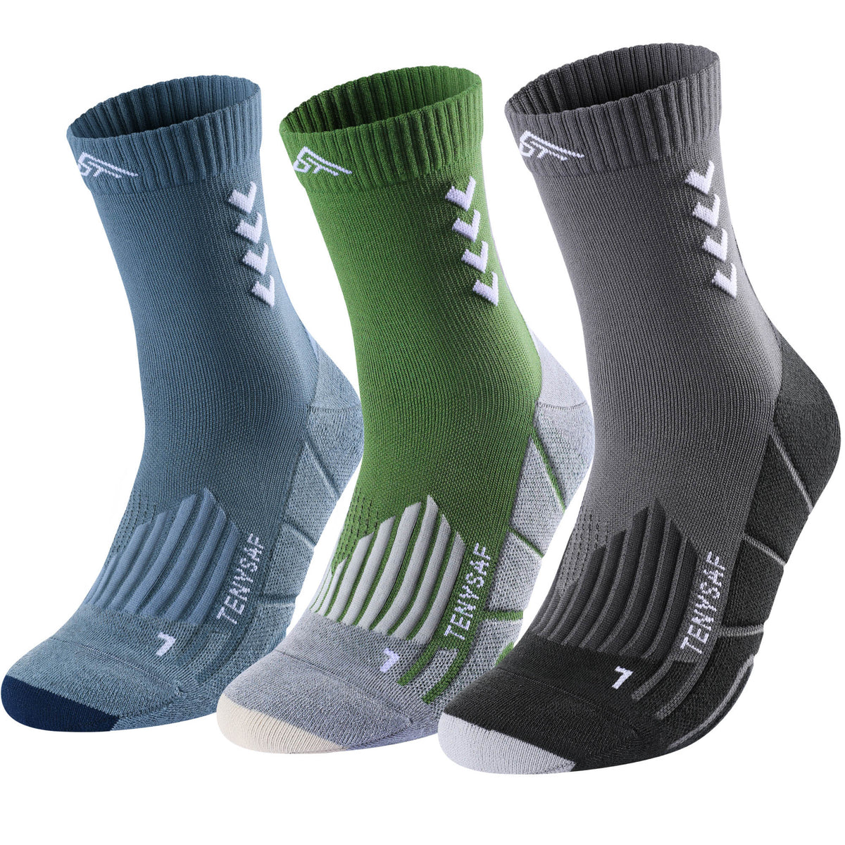 TENYSAF Crew Compression Running Socks: 15-20 mmhg Arch Support Compression