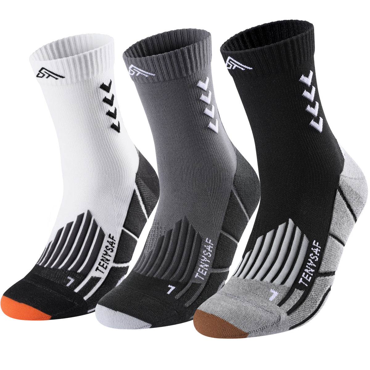 TENYSAF Crew Compression Running Socks: 15-20 mmhg Arch Support Compression