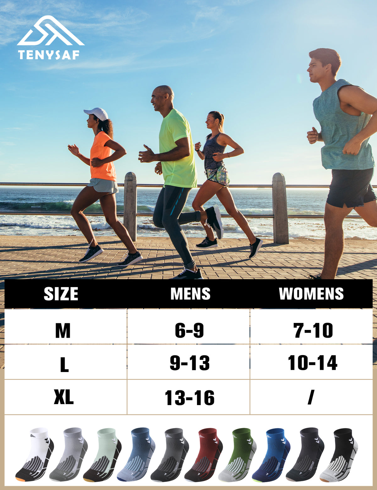 TENYSAF Compression Ankle Running Socks: 360° Target Support for Arch