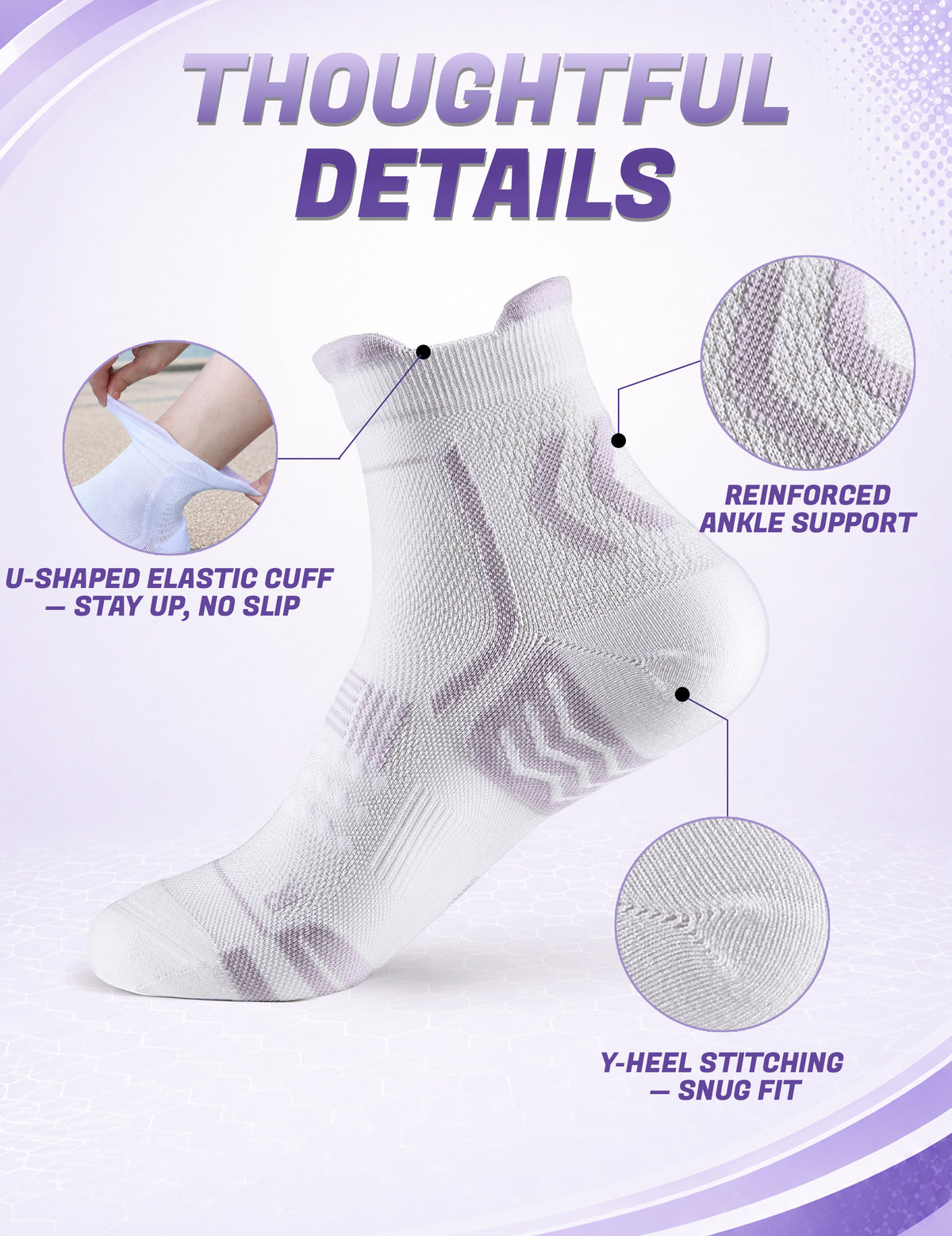 TENYSAF Ankle Running Socks for Women: Light Compression for Arch Surpport