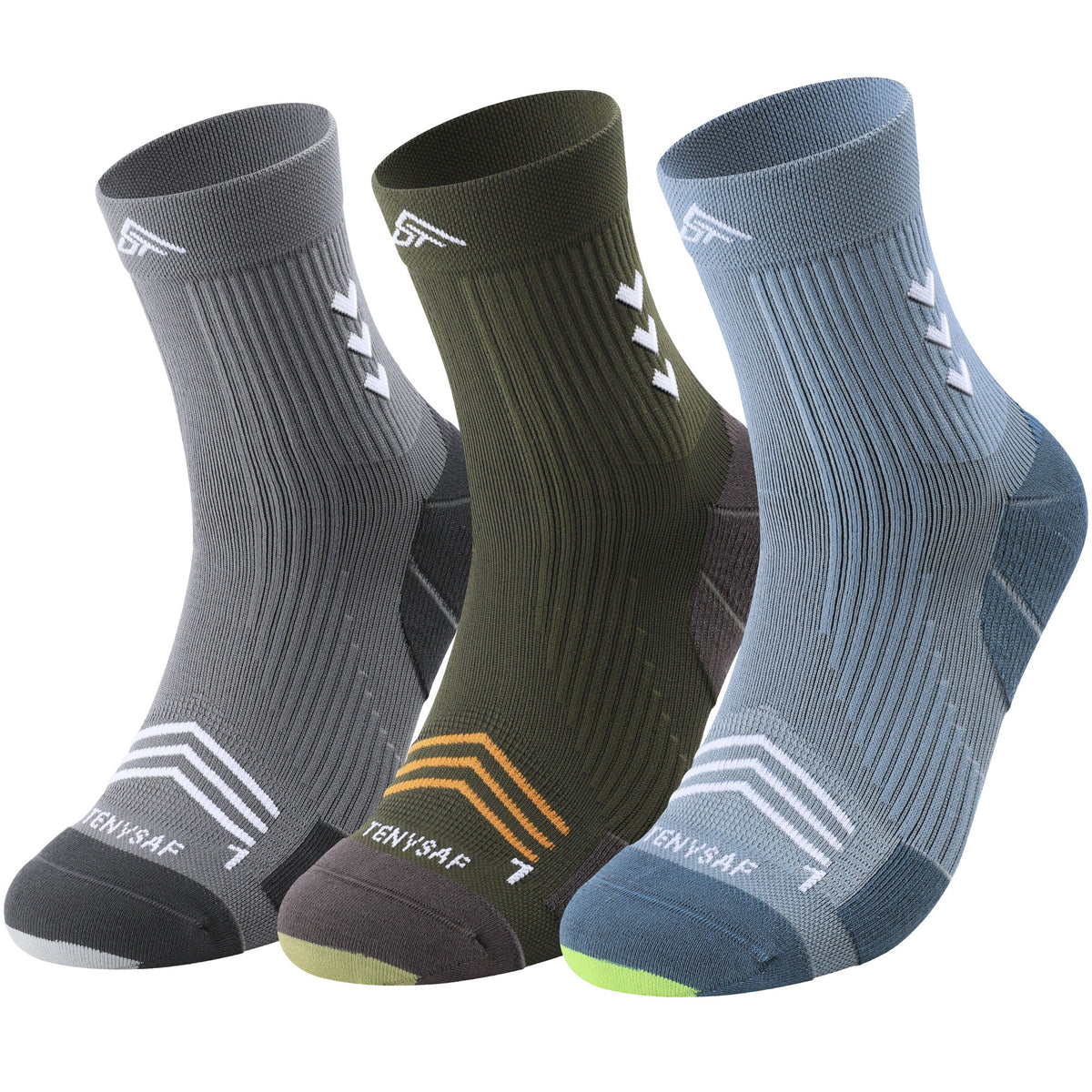 TENYSAF Mens Compression Running Socks: 360° Targeted Support Secure Fit