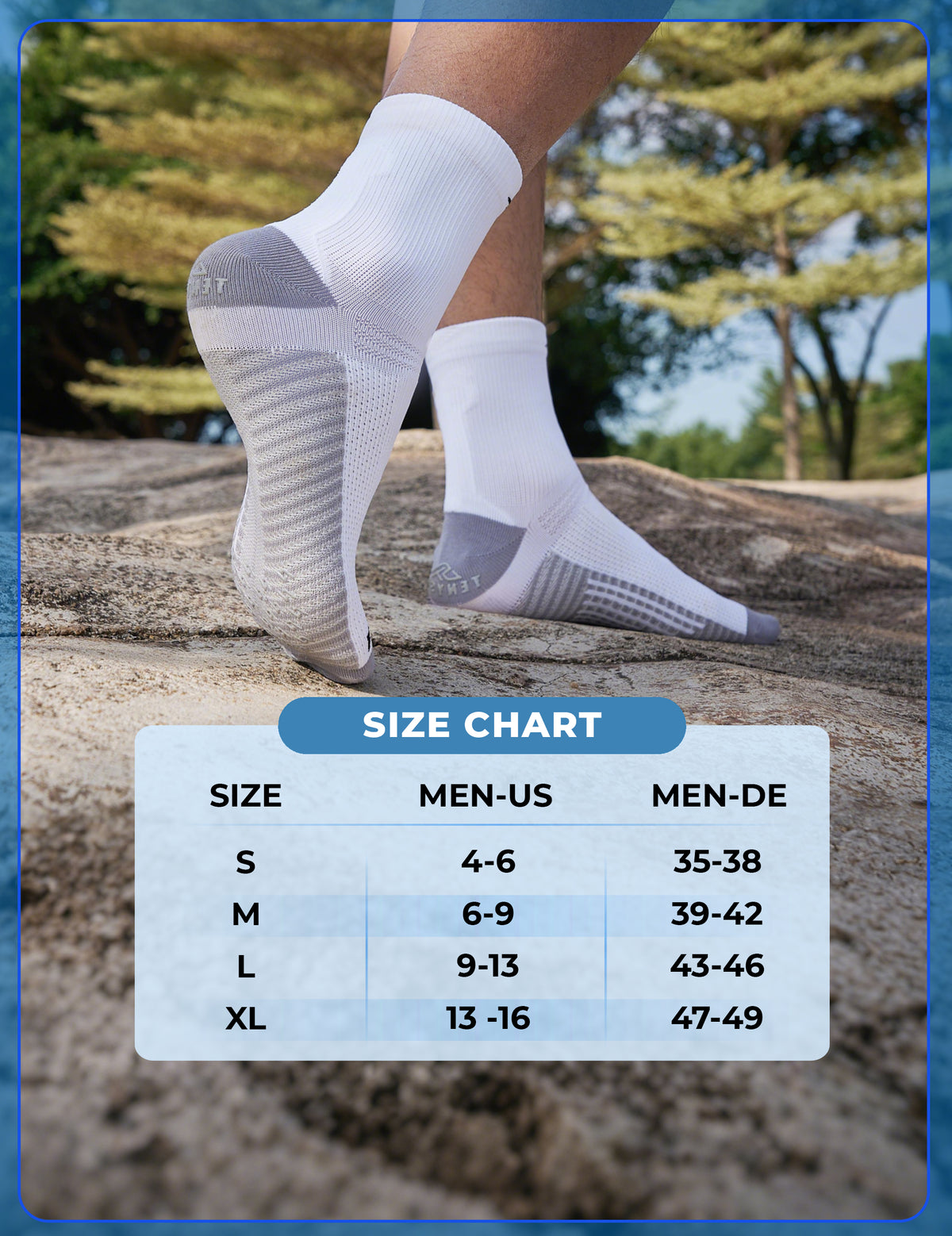 TENYSAF Mens Compression Running Socks: 15-20 mmHg Arch Support Non-Slip