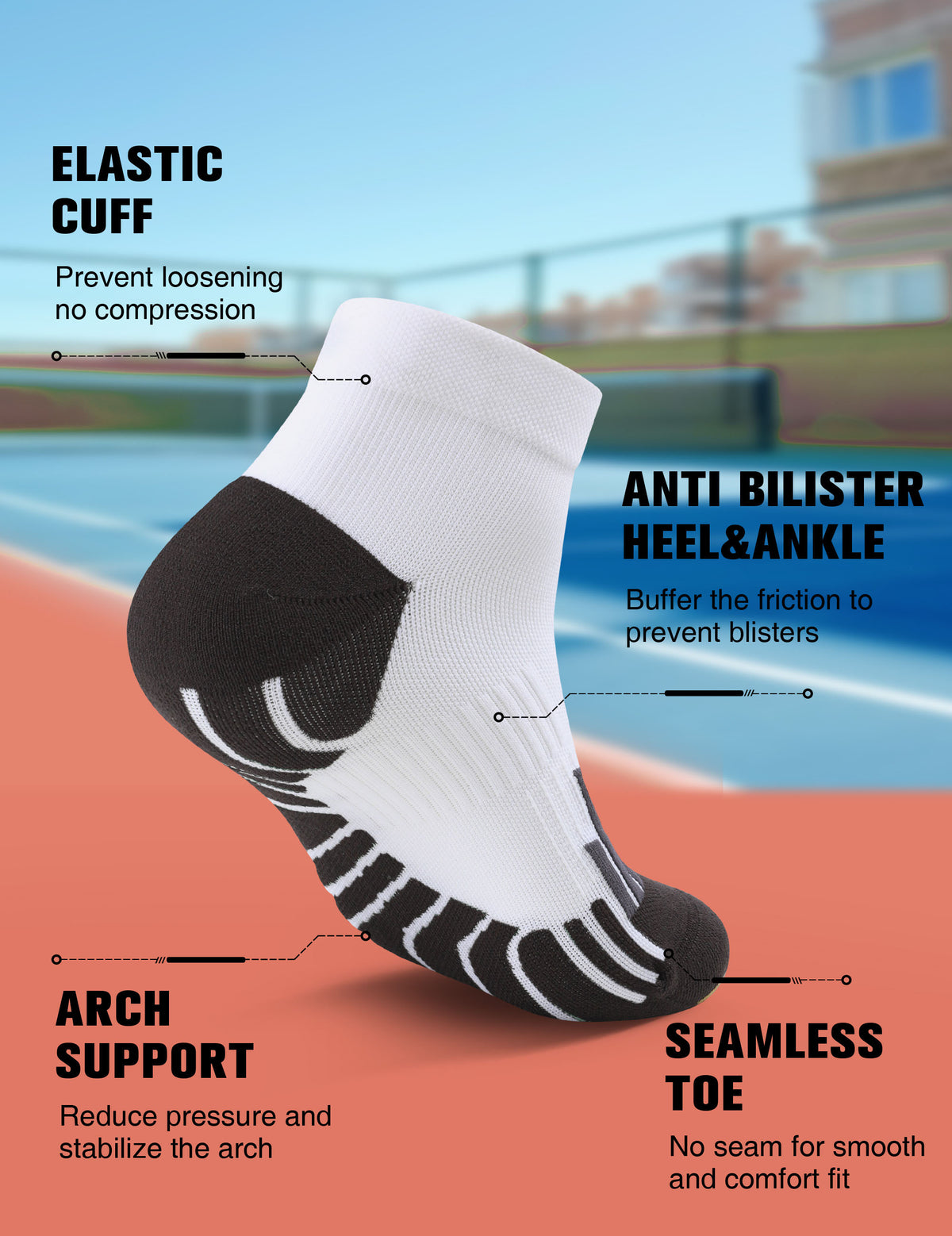 TENYSAF Compression Ankle Running Socks: 360° Target Support for Arch