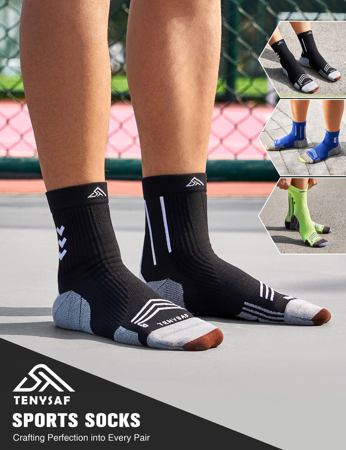 TENYSAF Mens Compression Running Socks: 360° Targeted Support Secure Fit