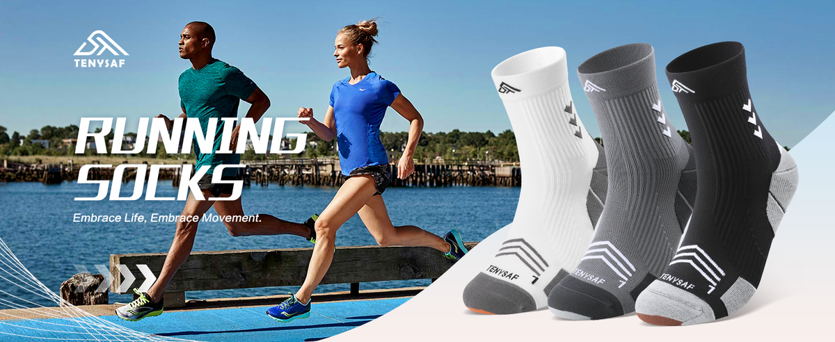 TENYSAF Mens Compression Running Socks: 360° Targeted Support Secure Fit