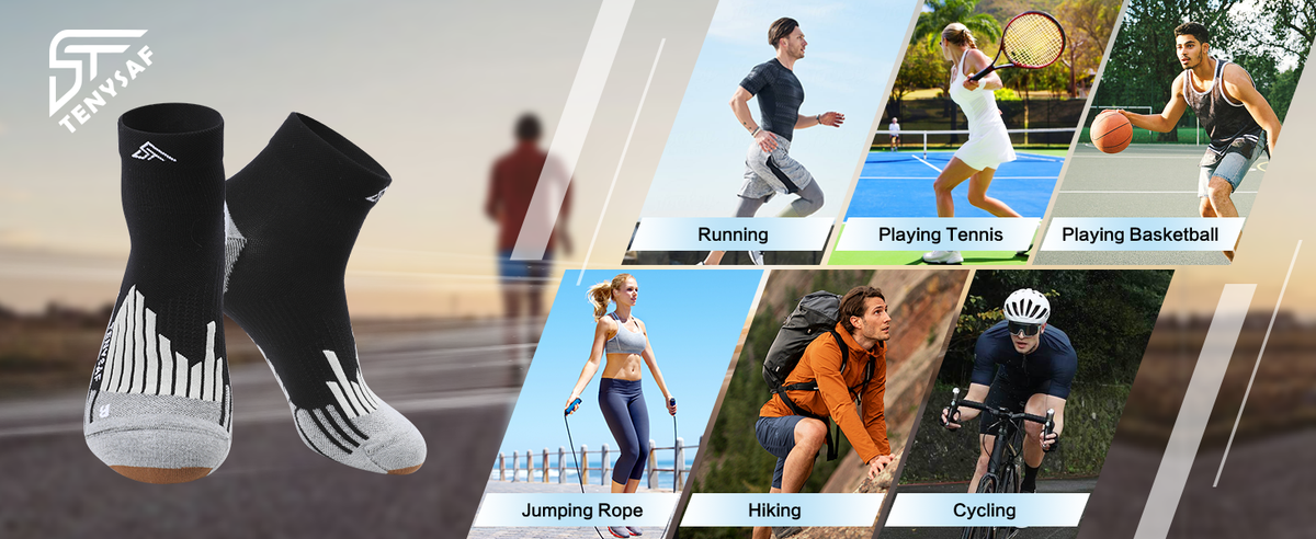 TENYSAF Compression Ankle Running Socks: 360° Target Support for Arch