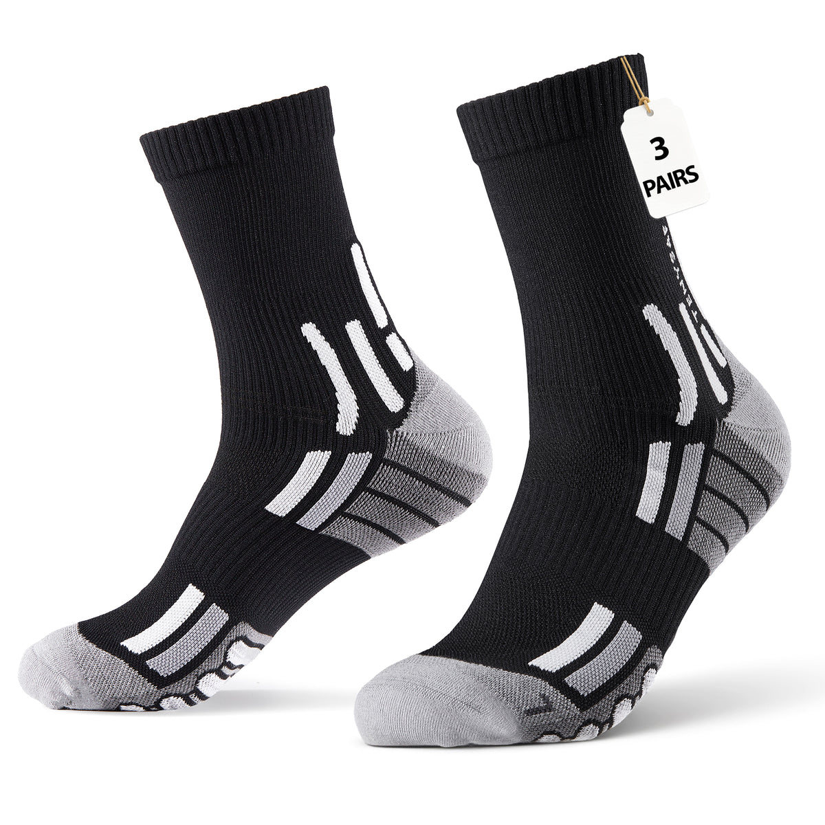 TENYSAF Crew Running Socks Men: Arch Support Cushion Compression Socks