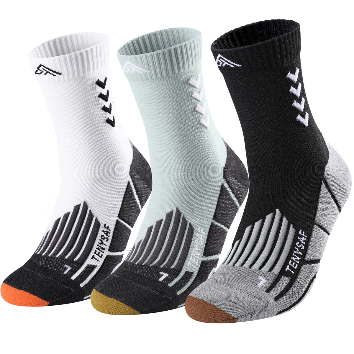 TENYSAF Crew Compression Running Socks: 15-20 mmhg Arch Support Compression