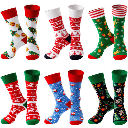 TENYSAF Mens Funny Socks Christmas Socks for Men Women Colorful Fun Novelty Crew Patterned Socks 6 Pairs US 7-13