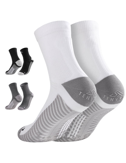 TENYSAF Mens Compression Running Socks: 15-20 mmHg Arch Support Non-Slip
