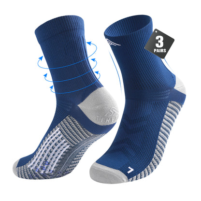 TENYSAF Mens Compression Running Socks: 15-20 mmHg Arch Support Non-Slip