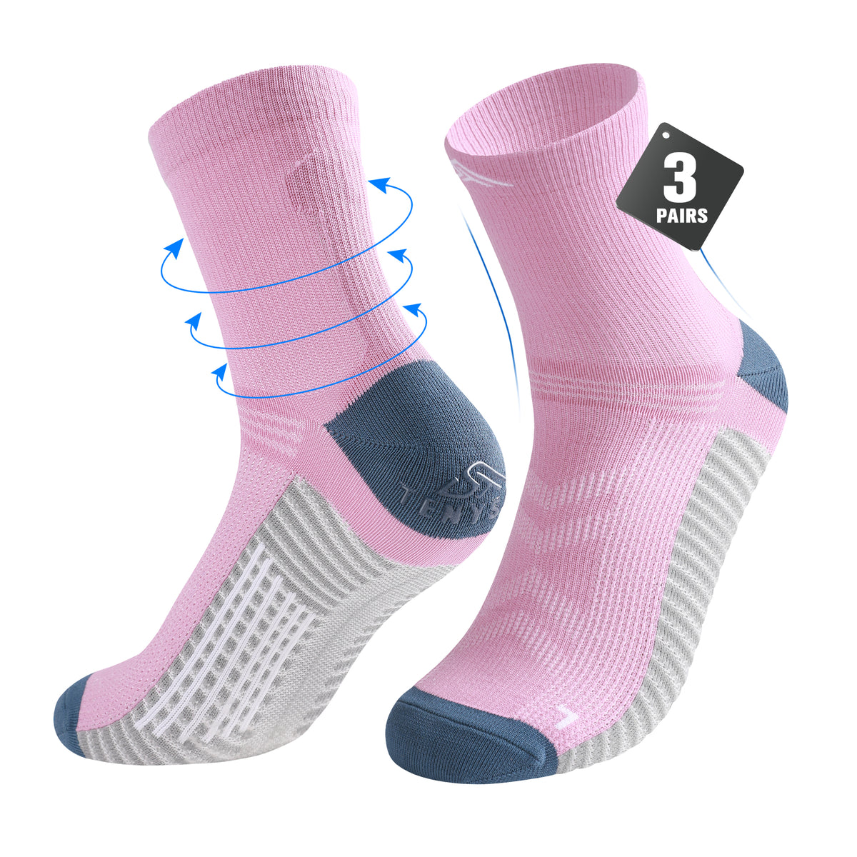 TENYSAF Mens Compression Running Socks: 15-20 mmHg Arch Support Non-Slip