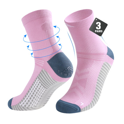 TENYSAF Mens Compression Running Socks: 15-20 mmHg Arch Support Non-Slip