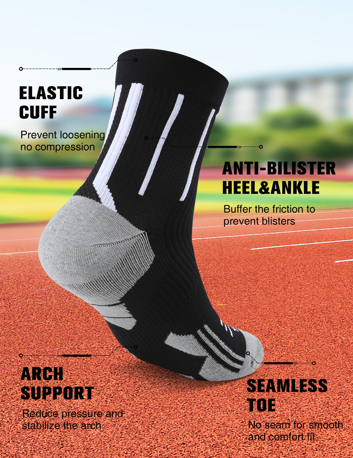 TENYSAF Mens Compression Running Socks: 360° Targeted Support Secure Fit