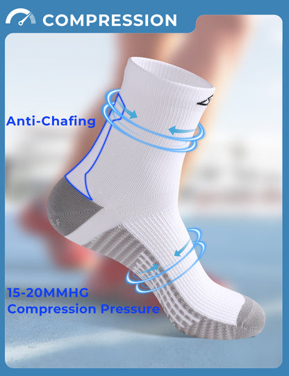 TENYSAF Mens Compression Running Socks: 15-20 mmHg Arch Support Non-Slip