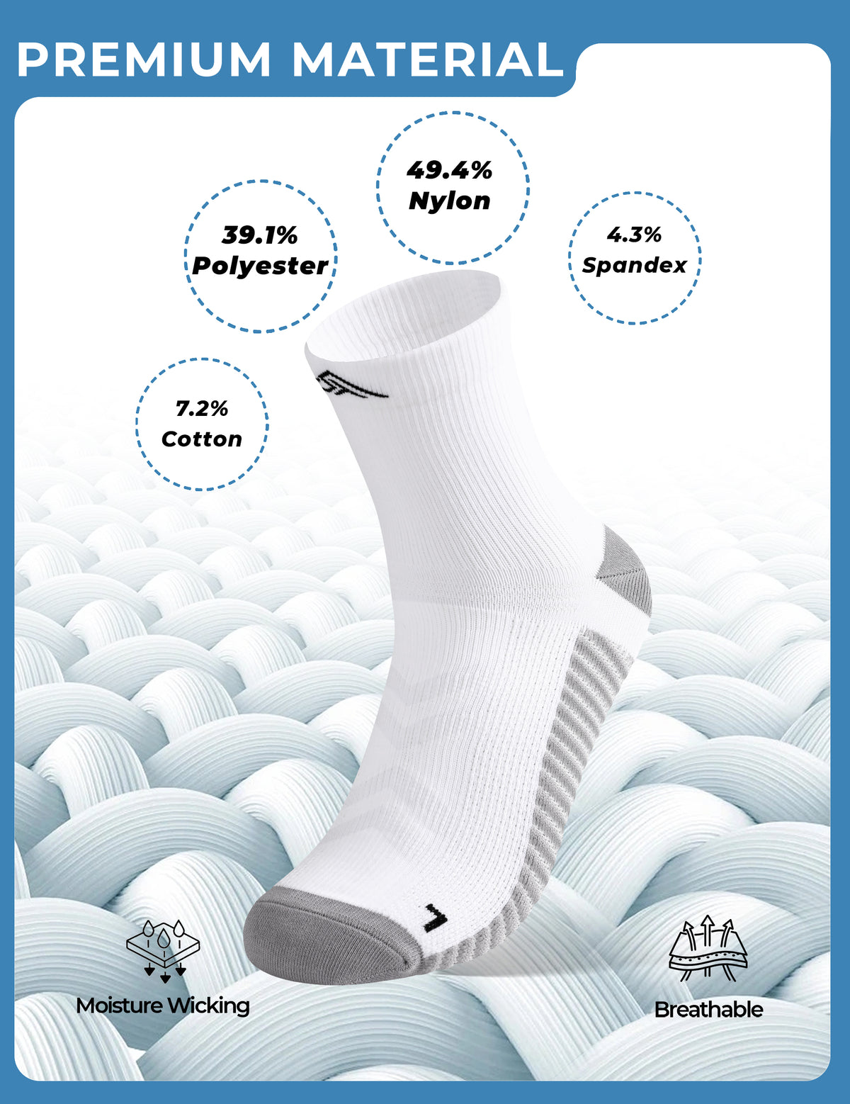 TENYSAF Mens Compression Running Socks: 15-20 mmHg Arch Support Non-Slip