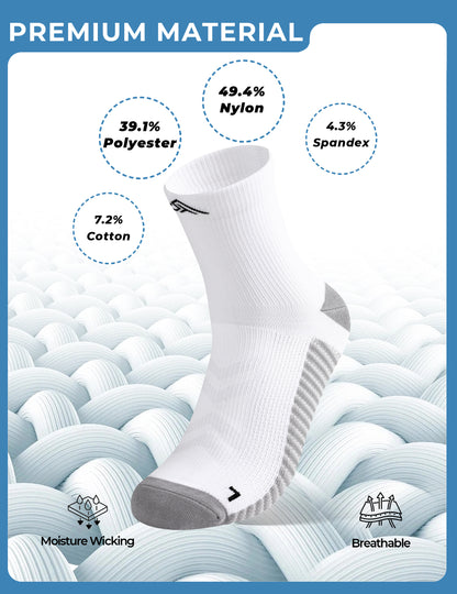 TENYSAF Mens Compression Running Socks: 15-20 mmHg Arch Support Non-Slip