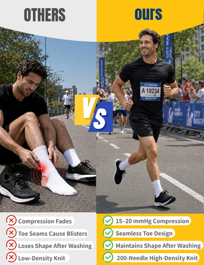 TENYSAF Mens Compression Running Socks: 360° Arch Support Sport Socks