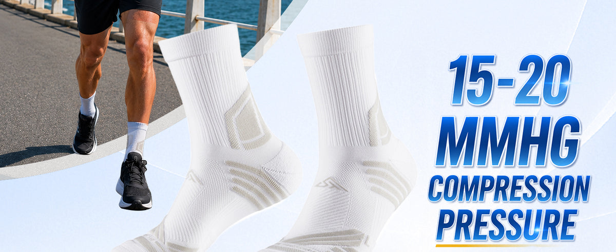 TENYSAF Mens Compression Running Socks: 360° Arch Support Sport Socks
