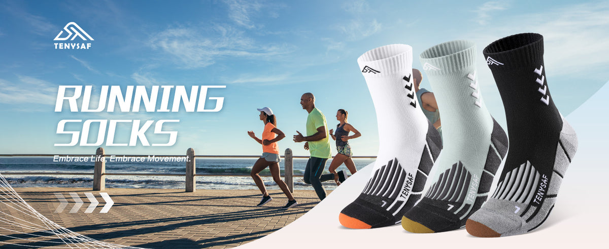TENYSAF Crew Compression Running Socks: 15-20 mmhg Arch Support Compression