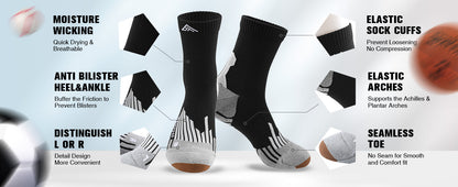 TENYSAF Crew Compression Running Socks: 15-20 mmhg Arch Support Compression