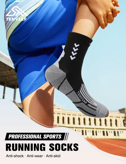 TENYSAF Crew Compression Running Socks: 15-20 mmhg Arch Support Compression