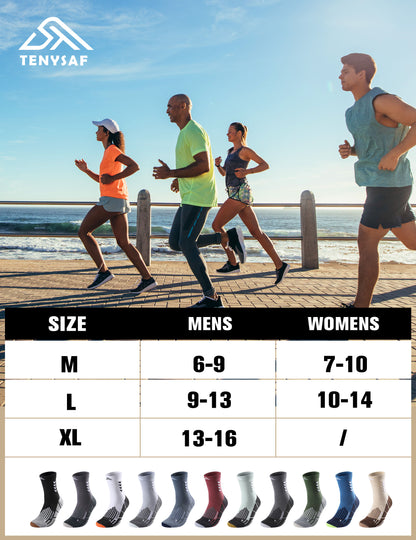 TENYSAF Crew Compression Running Socks: 15-20 mmhg Arch Support Compression