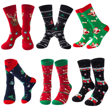 TENYSAF Mens Funny Socks Christmas Socks for Men Women Colorful Fun Novelty Crew Patterned Socks 6 Pairs US 7-13
